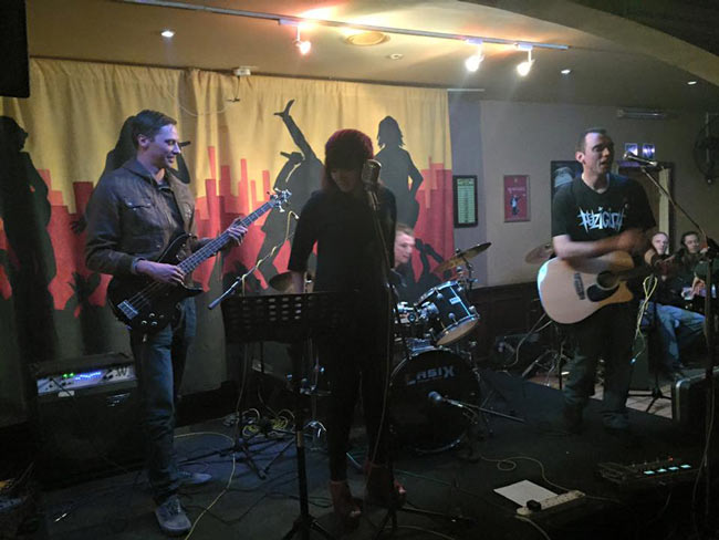 Band performing live